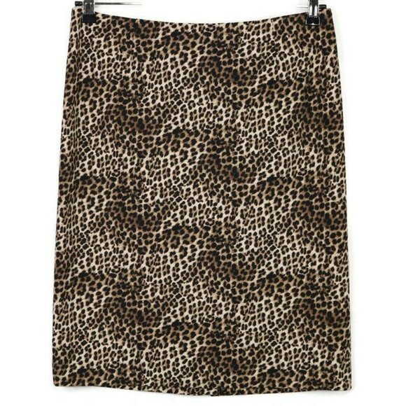 Alfani Pencil‎ Skirt Leopard Animal Print Brown Black Stretch 10 - Picture 1 of 9